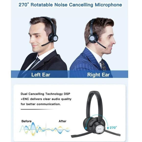 Wireless Headset with Microphone Noise Cancelling  | New bee - Picture 10 of 11